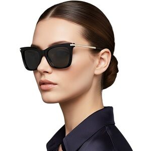 New In Case Jimmy Choo Olye Square Sunglasses In Black & Gold Glitter Accent